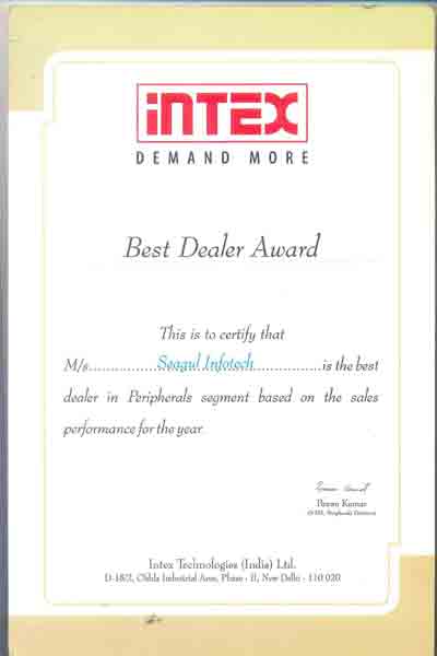 intex certificate